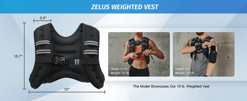 best-gadgets-multi A person wearing the ZELUS Weighted Vest while running outdoors,