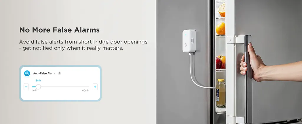 versatile-tech-home-adventure-accessories Close-up of the GoveeLife Refrigerator Thermometer app interface on a smartphone, displaying remote temperature monitoring for appliances