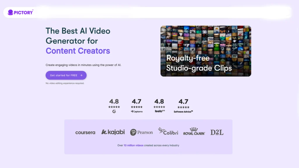 Pictory turning blog posts into marketing videos
