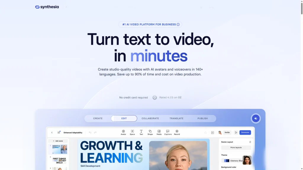 Synthesia AI avatar for training videos