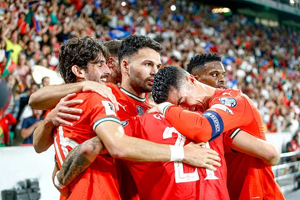 Portugal national team celebrating win against Ireland in 2026 qualifiers
