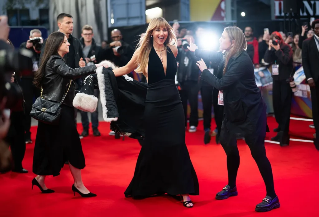 Jennifer Lawrence dazzles on the red carpet at the 69th BFI London Film Festival premiere of “Die My Love” in London, England.