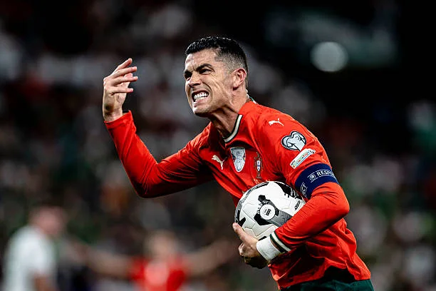 Ronaldo scores a header goal against Ireland during the UEFA Qualifiers.