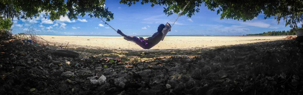 Betio Kiribati coastline disappearing from sand mining and coral bleaching